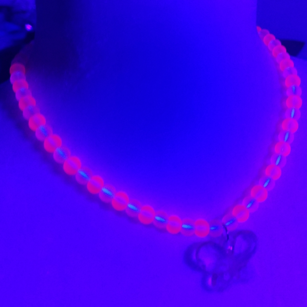 HAND MADE blacklight reactive butterfly choker